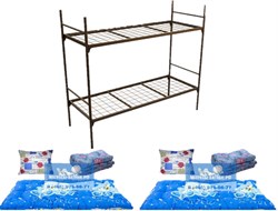 Кровать для рабочих металлическая двухъярусная 70X190 A2-70+KR-70X2 - фото 5086